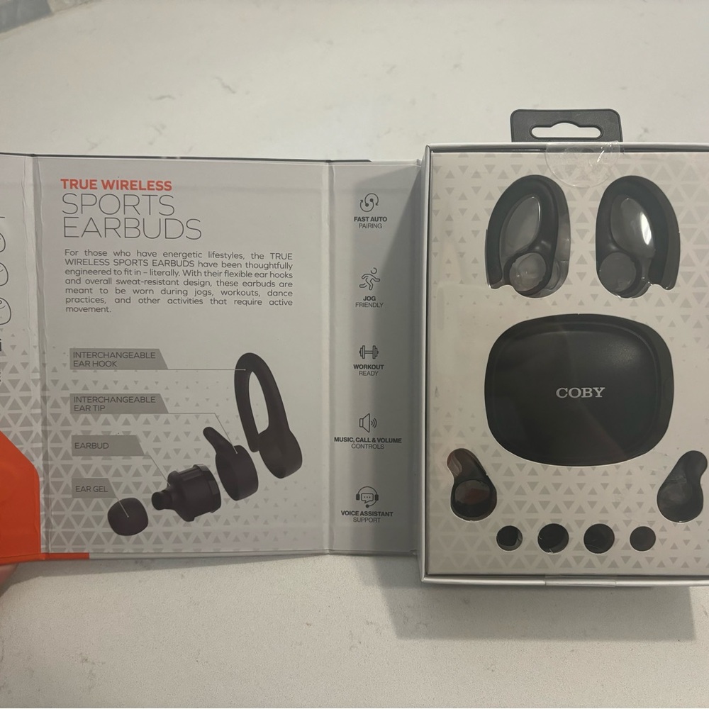 Coby True Wireless Sports Earbuds - Black